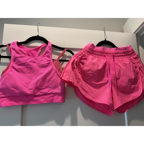 Joy Lab Pants - Sporty Athleisure JoyLab Hot Pink Sports Bra Running Shorts Set S/XS